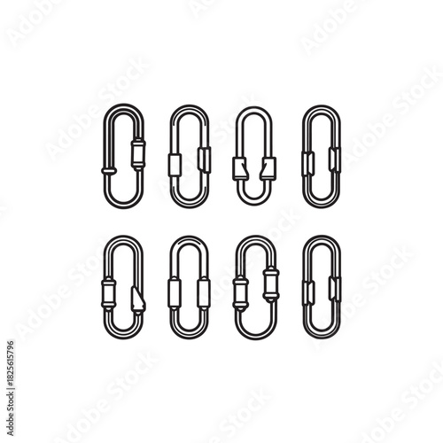 Carabiner line art versatile mountaineering equipment illustration