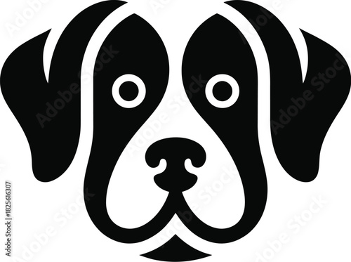 Black and white dog face stencil canine animal