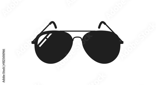 Black Aviator Sunglasses Silhouette with Metal Frame and Dark Lenses.