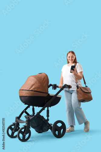 Young mother with baby stro...