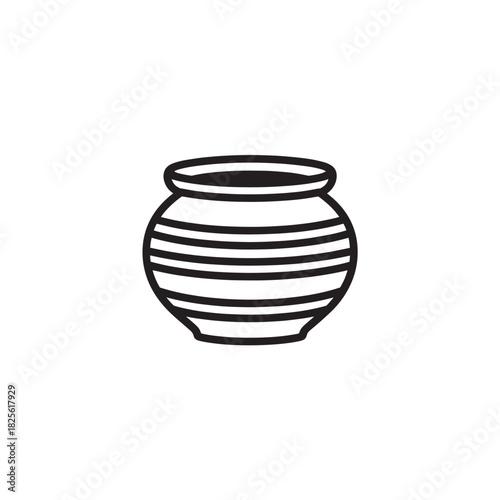 Clay Pot line art traditional earthenware craft illustration