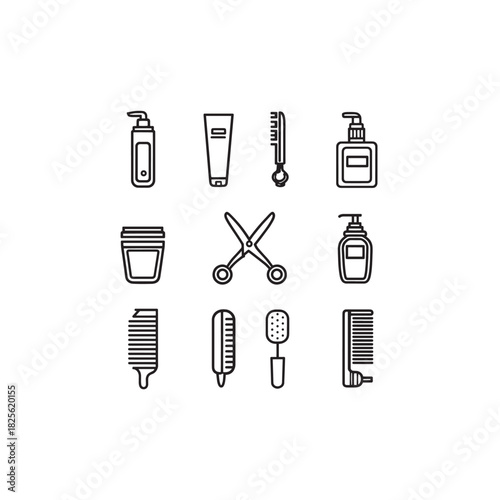 Collection of hair care and styling tools line art Professional tools to create effortless hair styles