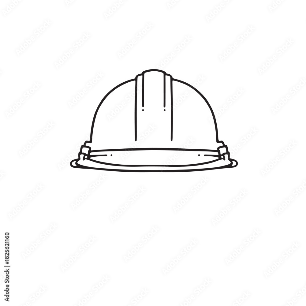 Fototapeta premium Construction helmet line art worn on site