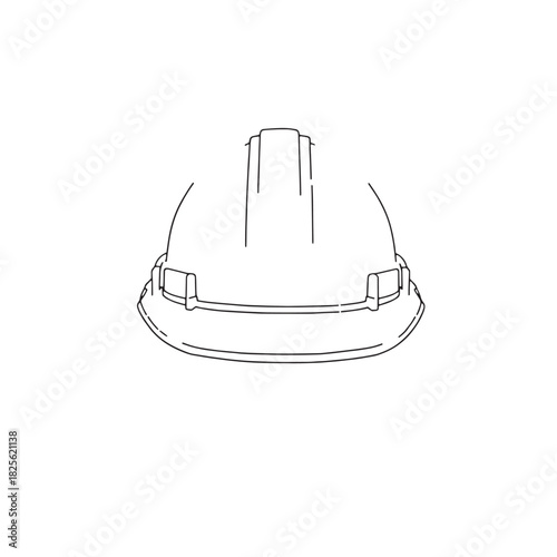 Construction helmet line art protects workers safely