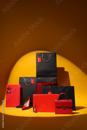 Shopping bags with tags and...