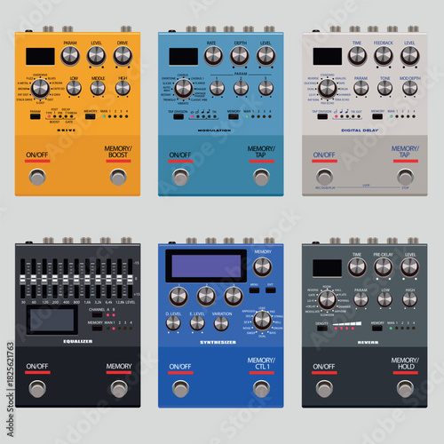Stomp Boxes Guitar Effect pedal Vector Illustration 3
