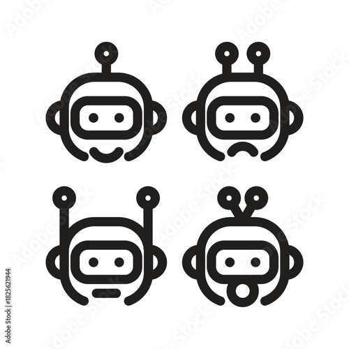 AI robot face expression vector icon set