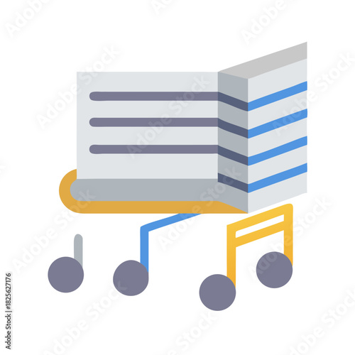 Flat illustration of music sheet with notes design element