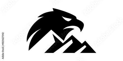 eagle and peak logo. eagle head on the mountain
