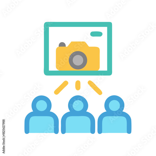 Online photography course or presentation audience concept design
