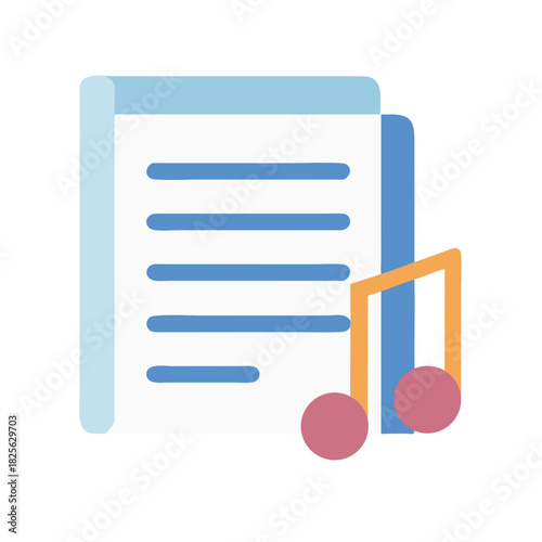 Music sheet icon with note element in flat style