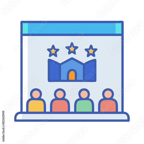Team Meeting Presentation with Positive Customer Feedback Illustration