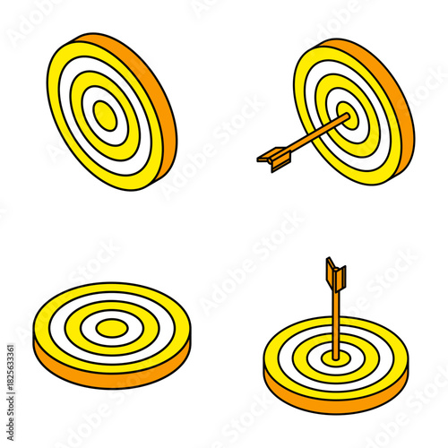 ターゲット　アイソメトリック　的　黄色　立体　ベクター