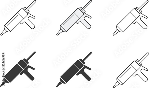 Caulking Gun Icons Set Sealant Applicator Tools vector illustration