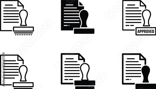 Document Stamp Icons Approved Rejected and Stamped Paper Symbols vector illustration