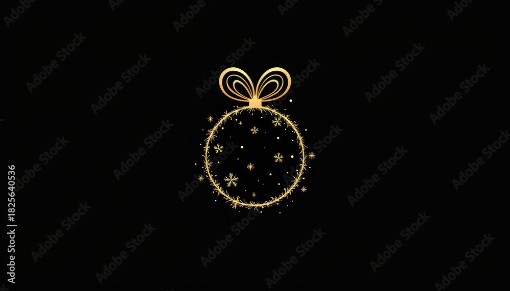 Fototapeta premium Elegant gold christmas sphere with decorative bow beautiful gold christmas ball embellished with elegant bow ideal for festive display