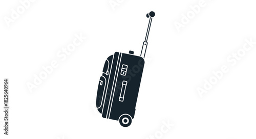 Black Silhouette Rolling Travel Suitcase with Extended Handle.