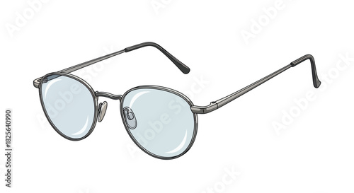 Stylish Round-Frame Eyeglasses with Metal Rim and Arms.