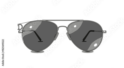 Classic Aviator Sunglasses Illustration with Dark Lenses.