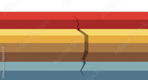 Abstract earth layers crack vector: division, crisis, separation Vector, illustration