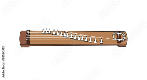 Traditional Japanese Koto Stringed Musical Instrument.