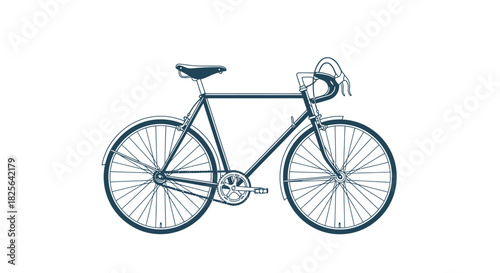 Classic Black Road Bicycle with Fenders and Drop Handlebars.