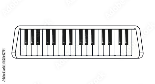 A simple line drawing of a melodica keyboard instrument.