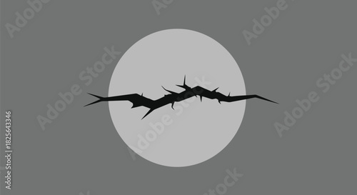Abstract thorny crown minimalist gray graphic design Vector, illustration