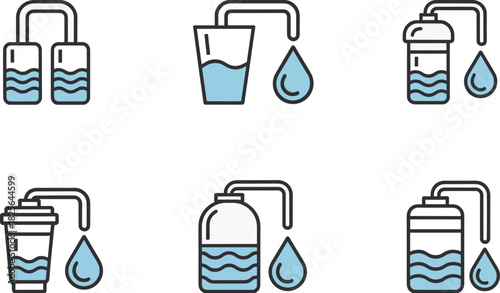 Water Filtration and Purification System Icons vector illustration