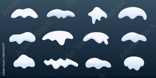 Cartoon snow caps collection for winter and christmas designs