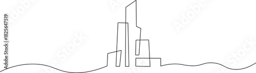 Elegant city skyline one-line drawing for modern minimalist design projects and creative branding, offering sophistication and a clean aesthetic for urban themes
