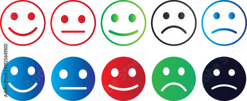 Rating emoji set for customer feedback or product, Emoticons positive, neutral and negative, Rating emoji collection symbol,,

