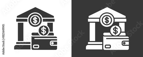Banking Icon Set Vector Collection Isolated In Black And White