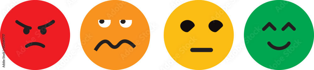Fototapeta premium Rating emoji set with bad, Rating smiley, angry, happy emojis, customer feedback and product experience, excellent indicator for customer feedback, 