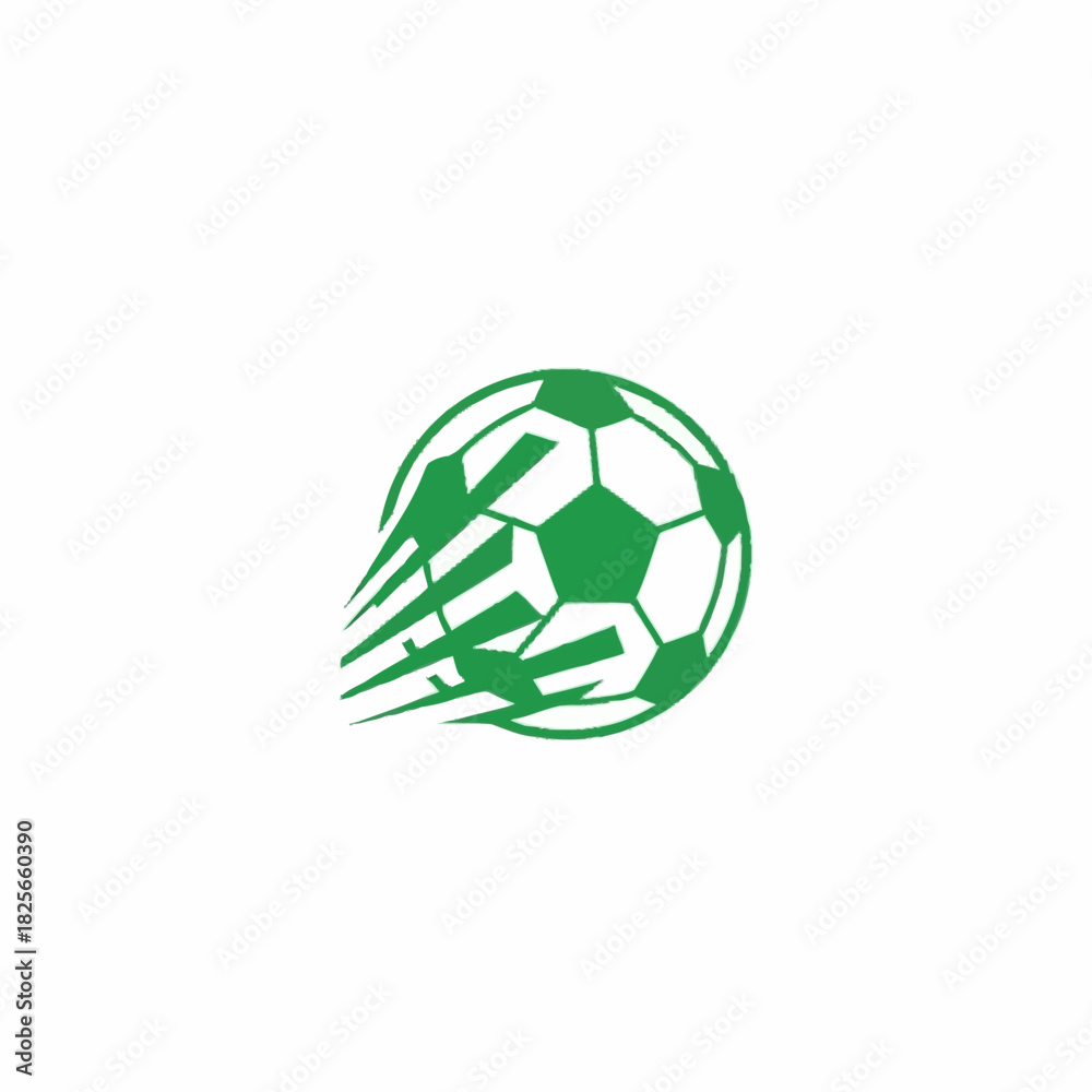 Obraz premium Green soccer ball with motion effect, perfect for sports design.