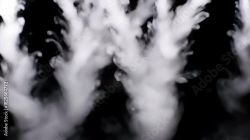 Ethereal mist rising in dark surroundings, creating a mysterious atmosphere
