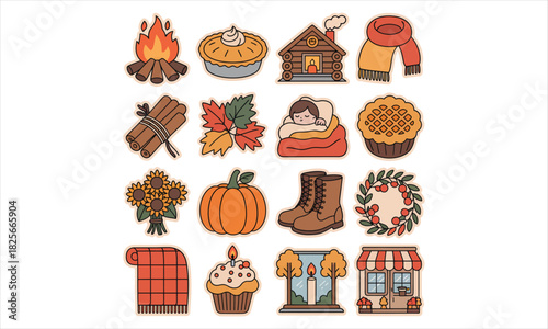 Cozy autumn activities and seasonal elements are creatively displayed, creating a lovely autumn collage