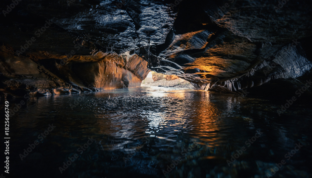 Fototapeta premium Mystical Cave Pool Reflections in the Grottos Depths.