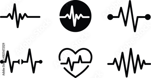 Collection of Heartbeat and EKG Line Icons
