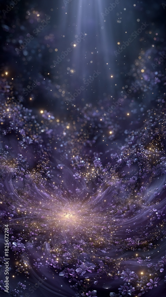 Naklejka premium Wallpaper background illustration poster in light and shadow, jewelry, diamond and crystal theme, Korean KPop style, purple, pink and black