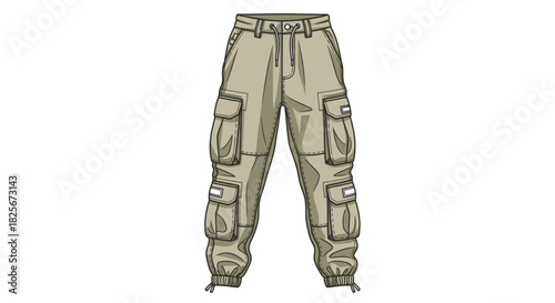 Stylish Khaki Cargo Pants with Multiple Utility Pockets.