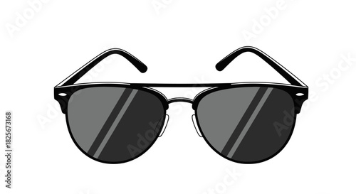 Stylish Black Aviator Sunglasses with Dark Lenses.