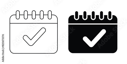 Calendar check icons pack in black and  version. Calendar check icons, vector best stroke icon EPS.