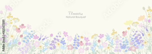 ナチュラルでシックな草花の背景イラスト