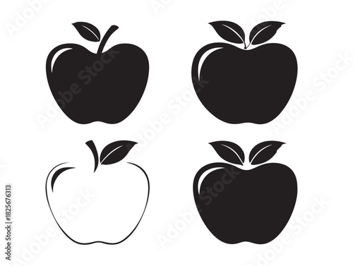 Gorgeous apple fruit silhouette set with bold shapes