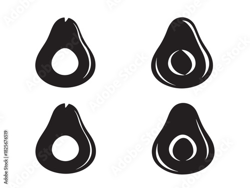 Elegant gorgeous avocado fruit silhouette with clean style