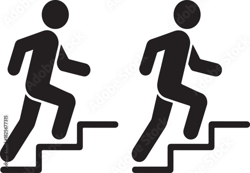 Two Black Figures Walking Up Stairs