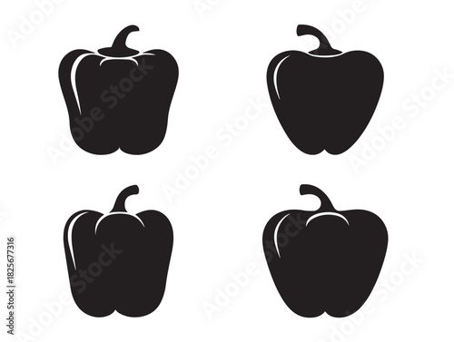 Stunning bell pepper silhouette set with bold shapes