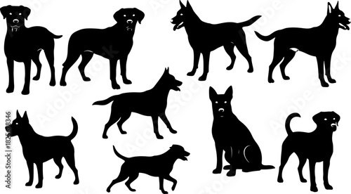 Running & Playing Dog Silhouette Set – Vector Pet Illustrations