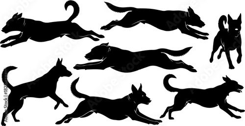 Running & Playing Dog Silhouette Set – Vector Pet Illustrations